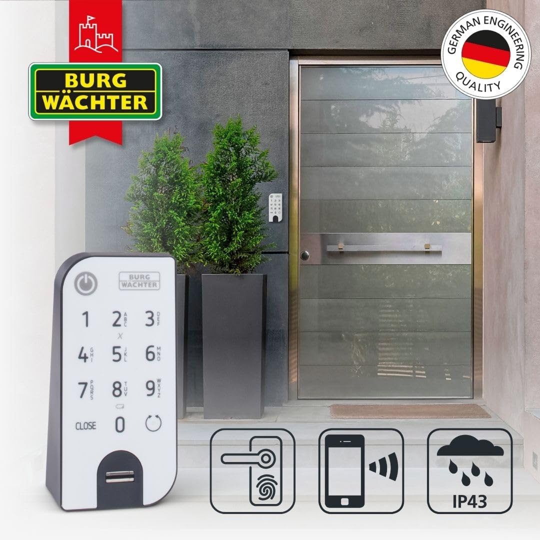BURG-WÄCHTER Elektronisches Türschloss, Zylinder und Keypad, ENTRYeasy 7602 FP, Öffnung mit App, Fingerprint, Pincode oder Funkschlüssel, ENTRYeasy 7602 FP, Schwarz/Edelstahl, Biometrisch