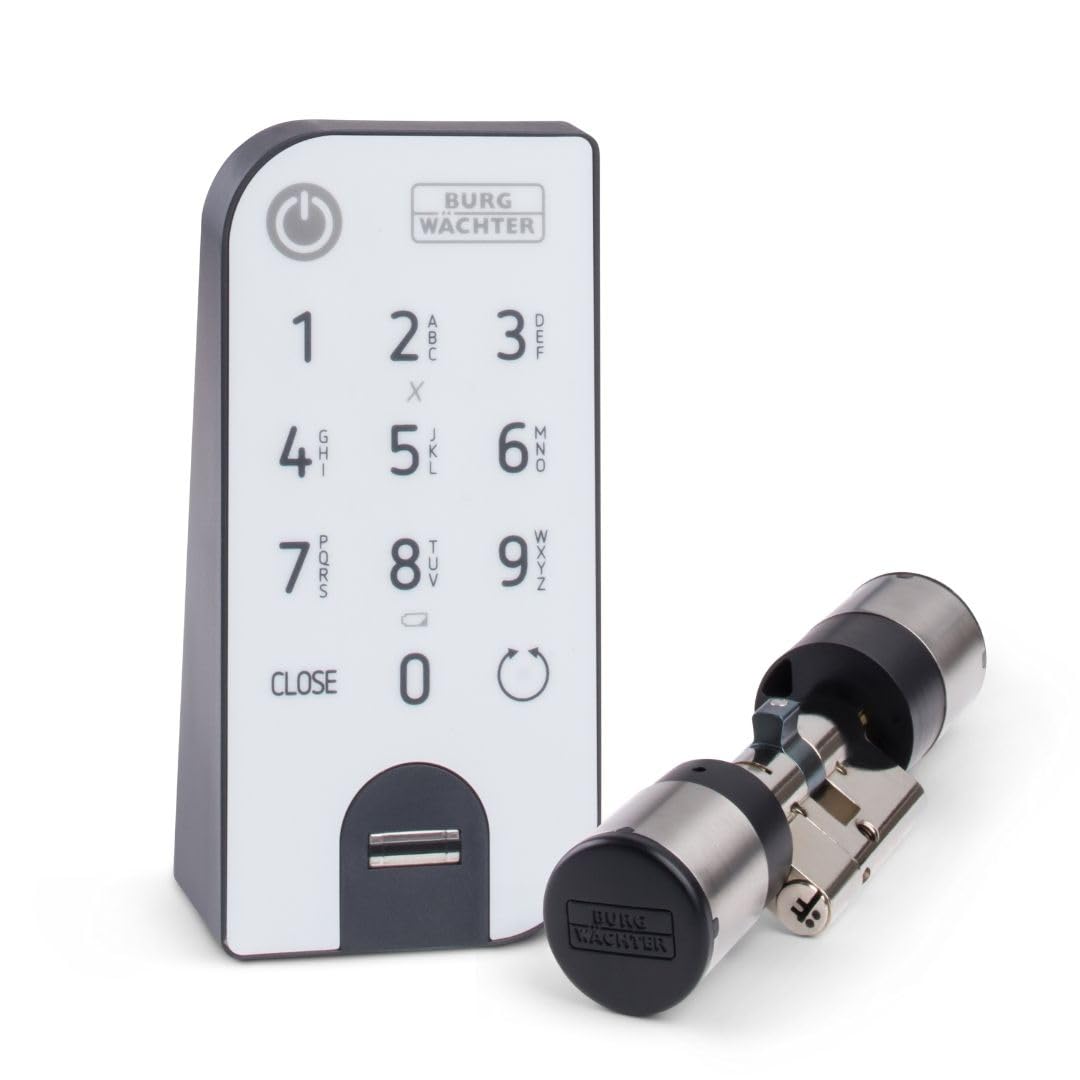 BURG-WÄCHTER Elektronisches Türschloss, Zylinder und Keypad, ENTRYeasy 7602 FP, Öffnung mit App, Fingerprint, Pincode oder Funkschlüssel, ENTRYeasy 7602 FP, Schwarz/Edelstahl, Biometrisch